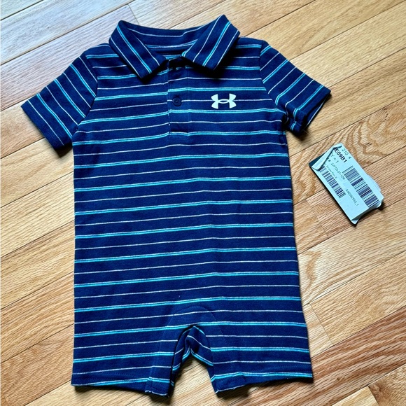 Under Armour Infant Stripe Polo Shortall - Picture 2 of 7